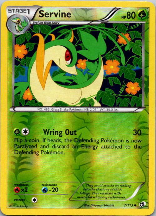 Servine 7/113 Legendary Treasures Uncommon Pokemon Card Reverse Holo LP
