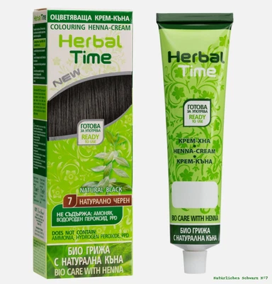 Herbal Time Bio Henna Haarfarbe Creme Color Schwarz Pflanzen