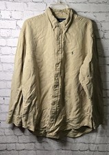 Ralph Lauren Shirt Mens Large Brow Blake Silk Linen Button Down Pony Logo