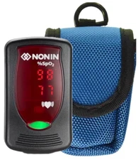 NONIN vantage fingertip pulse oximeter  9590 Black with Case and Lanyard