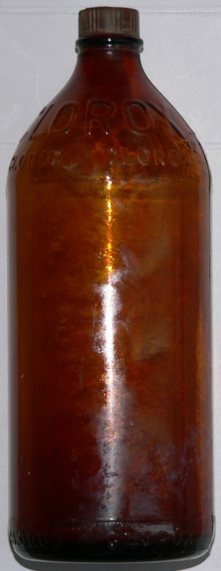 bottle, Vintage /antique Clorox (1930 - 1950) One Quart (Qt.) Brown /Amber Glass