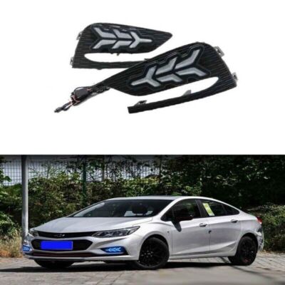 Front Bumper Light 16-18 For Chevrolet Cruze Assembly LED DRL Fog Lamp Pair