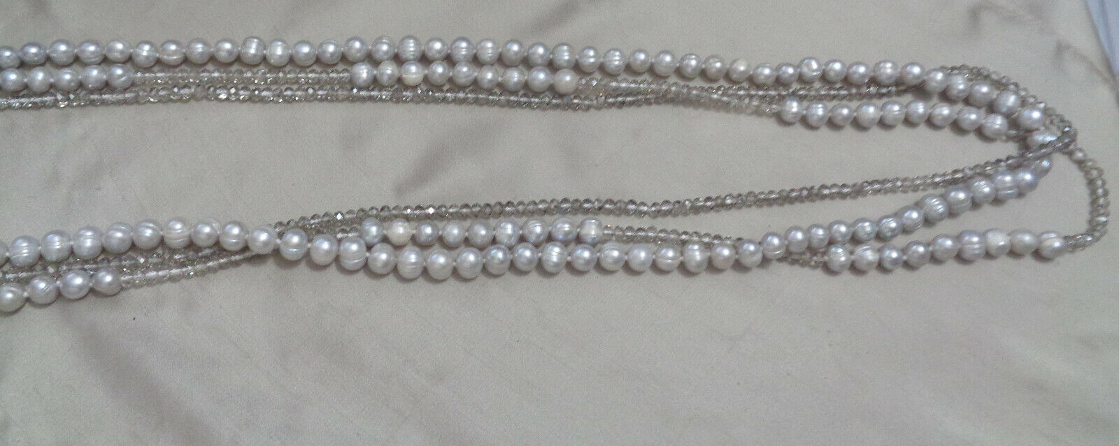 FRESH WATER PEARL GRAY  & CRYSTAL NECKLACE 40" JU… - image 4
