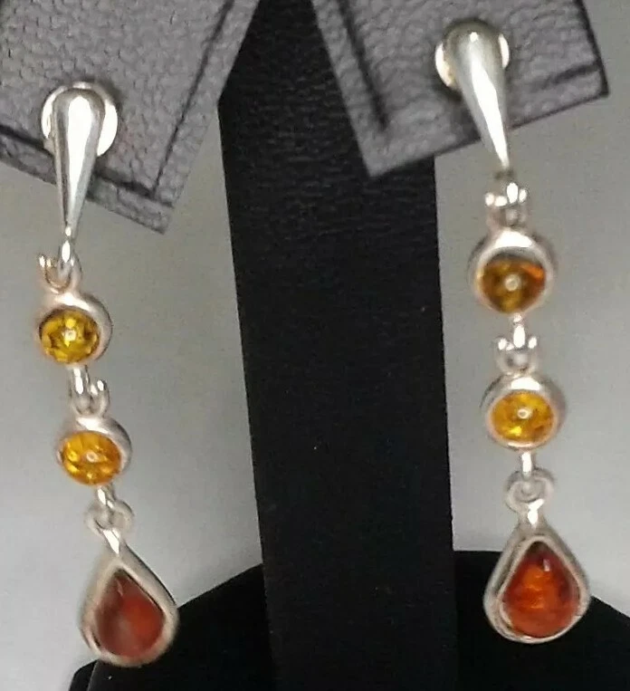 Orecchini in argento 925 e ambra del Baltico - Immagine 3 di 4