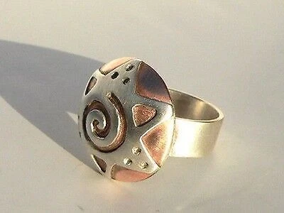 Anello con stella di David in argento sterling e rame, gioielli ebraici... - Immagine 3 di 4
