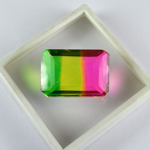 91 Ct Top Quality Multi-Color Tourmaline Emerald Cut Shape Loose Gemstone