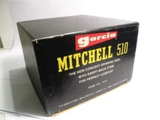 Vintage Garcia Mitchell 510 "forked" spinning fishing reel in box