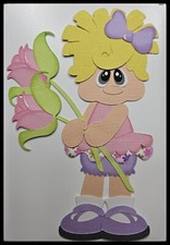 Flower Girl Blonde Hair Handmade Paper Piecing Embellishment for Cards Pages PCC