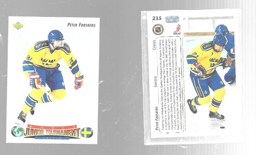1992-93 Upper Deck Peter Forsberg 235 Sweden World Junior Tournament Hockey Card - Picture 12 of 12
