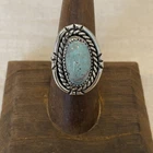 Vintage Sterling Silver Ring Size 8.25 Oval Genuine Turquoise