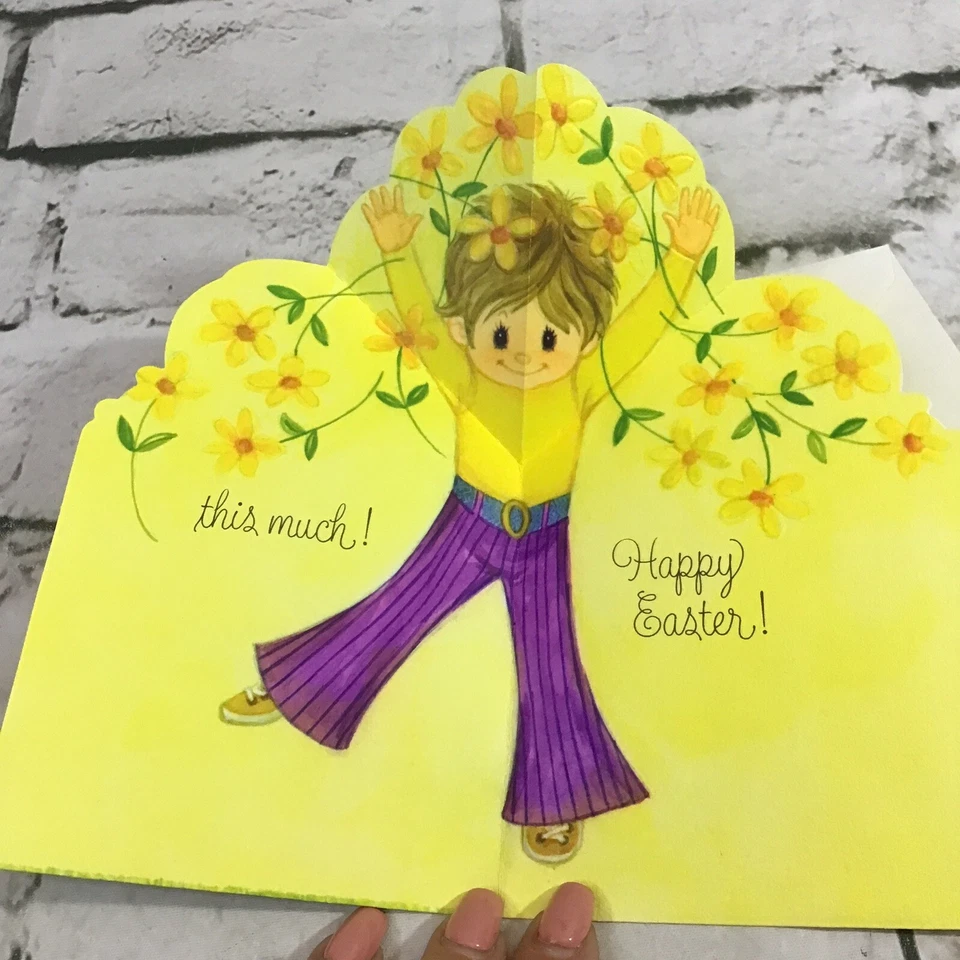 Tarjeta de felicitación vintage Hallmark I Love You Happy Easter fondos de campana púrpura Foto 3 de 4