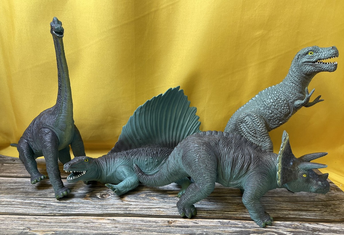 VINTAGE 1999 Dinosaur Figure Lot DIMETRODON, T-Rex, Triceratops