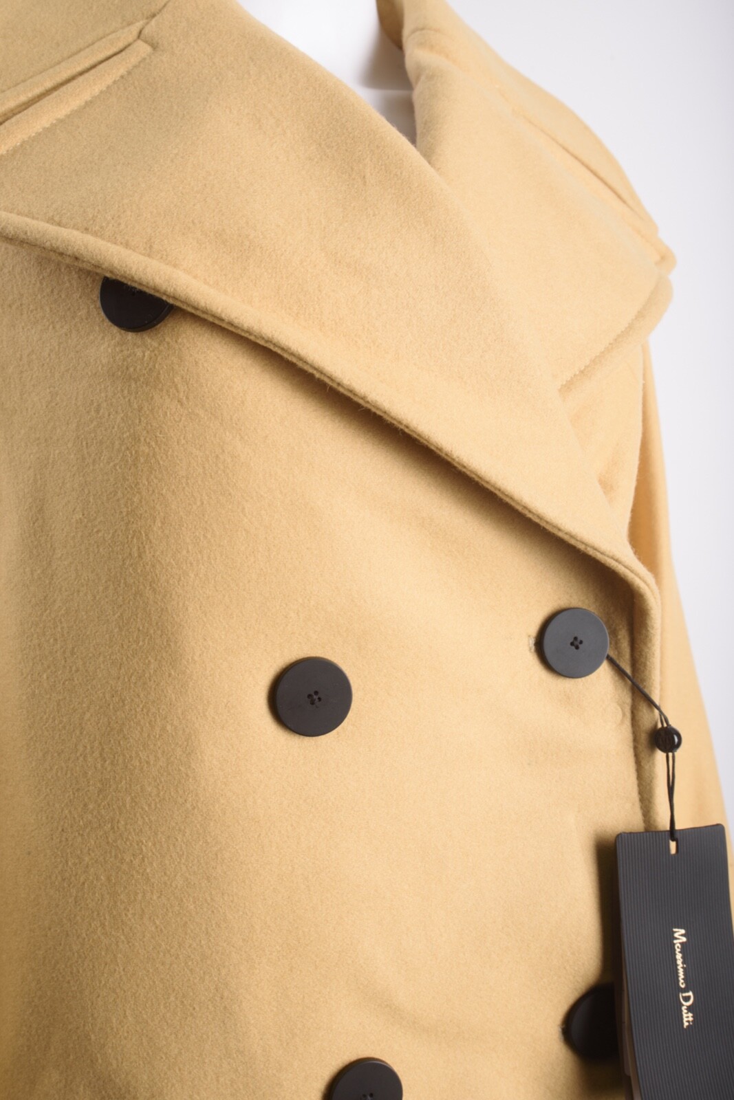 Massimo Dutti Womens Wool Pea Coat S Small Voluminous Tan Beige 6467/981 NWT image 4