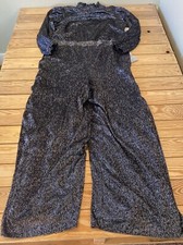 Eliza J NWT $208 Women’s Metallic high neck jumpsuit Size 18 Black B3