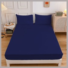 BEST UK-SIZE ALL BEDDING SET | NAVY BLUE SOLID | EGYPTIAN COTTON |