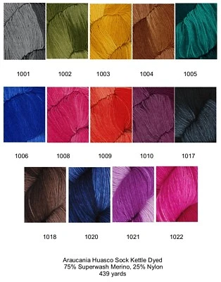 Huasco Sock Kettle Dyed Yarn from Araucania; 15 colors Available