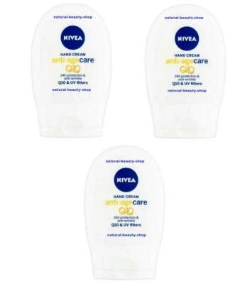 3 x Nivea Q10 Anti Age Care Hand Cream 30ml Ideal Travel Size Handbag ✈️👜