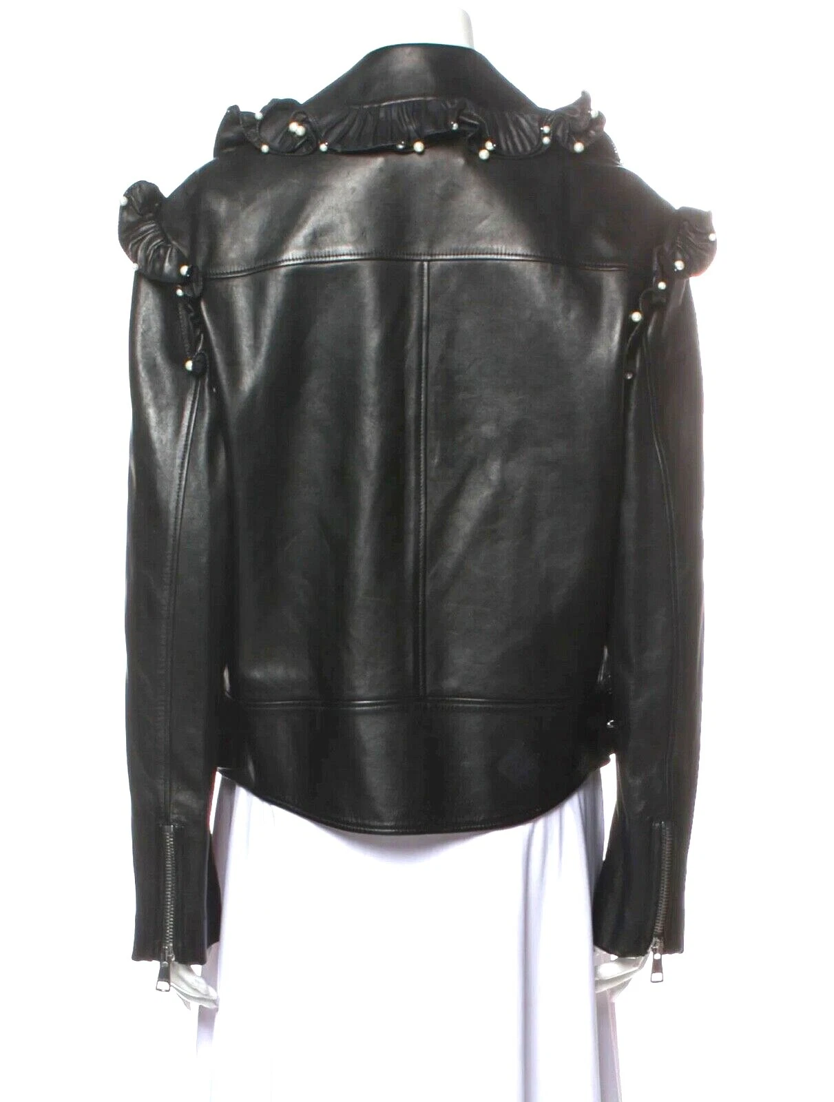 Giacca Biker GUCCI Perla Abbellita in Pelle IT46 Con Etichetta