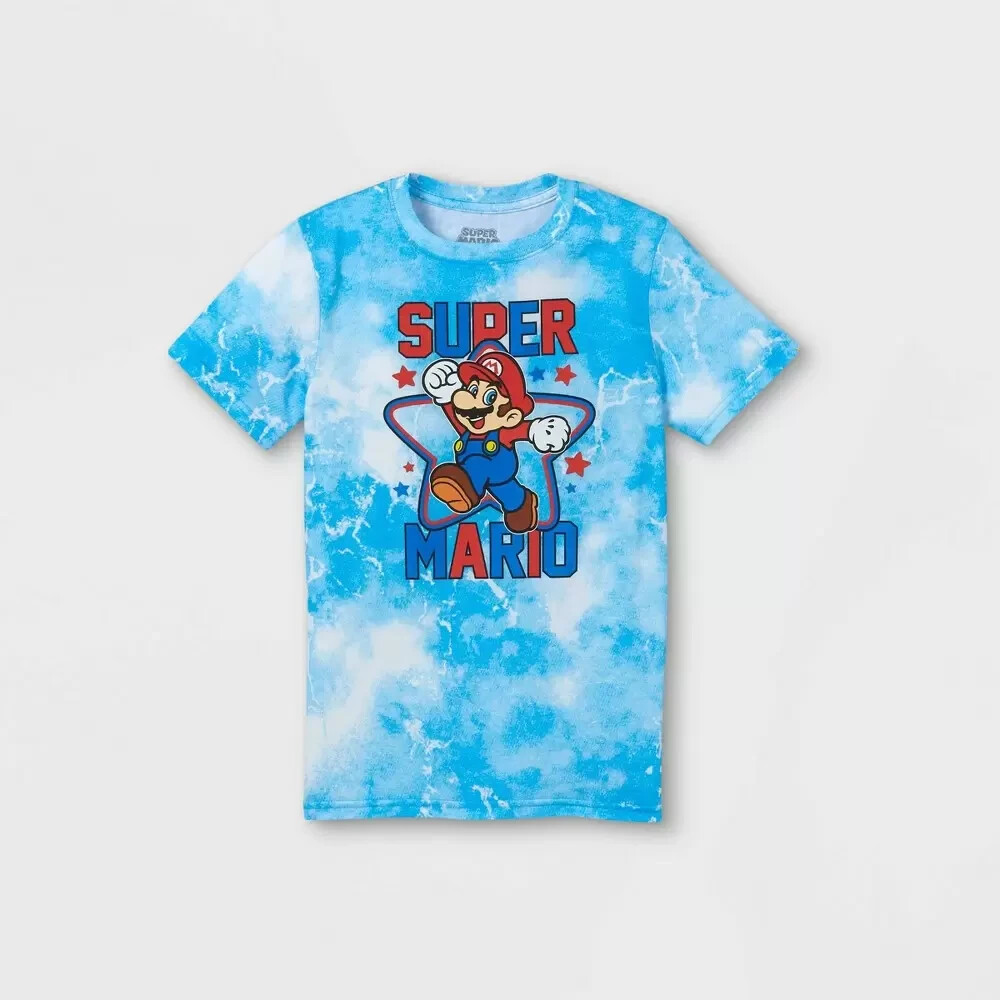 Super Mario Boys Turquoise Short Sleeve Graphic T-Shirt Size 4-5