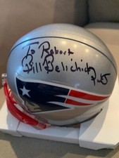 BILL BELICHICK HAND SIGNED PATRIOTS MINI HELMET        SIGNED TO ROBERT      JSA