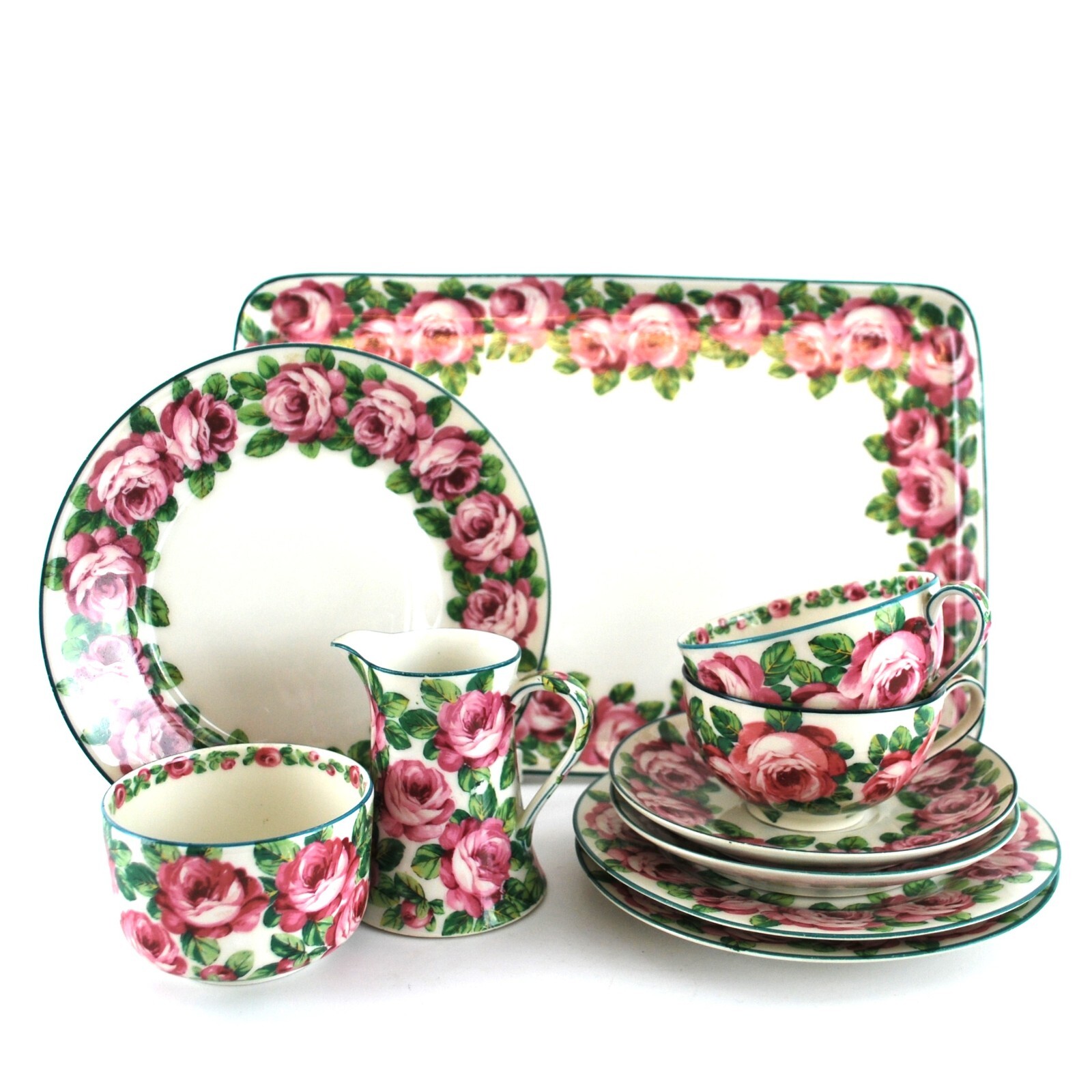 Limoges Theodore Haviland Tea Set for Two Including Tray Cabbage Roses