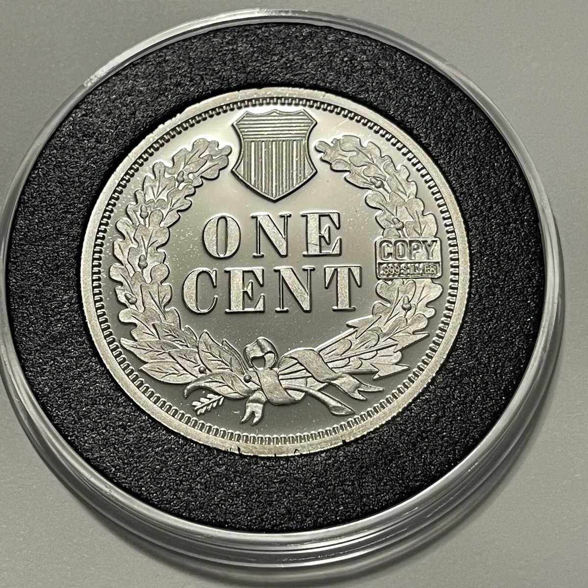 1859 Indian Head One Cent Proof Coin Copy 2 Troy Oz .999 Fine