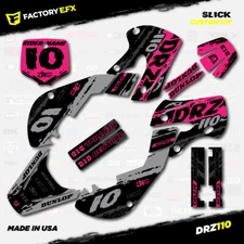 Gray & Pink Slick Racing Graphics Kit fits Suzuki DRZ110 All years Decals 03+