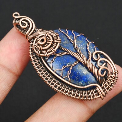 Lapis Lazuli Copper Wire Wrapped Pendant Jewelry Gift For Her CCP 102