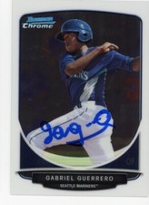 SIGNED BASEBALL CARD AUTO SEATTLE MARINERS 2013 BOWMAN CHROME GABRIEL GUERRERO