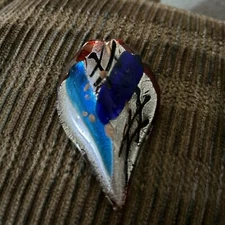 Hand Blown Glass Art Murano Style Teardrop Pendant Multi Blue Red White Black