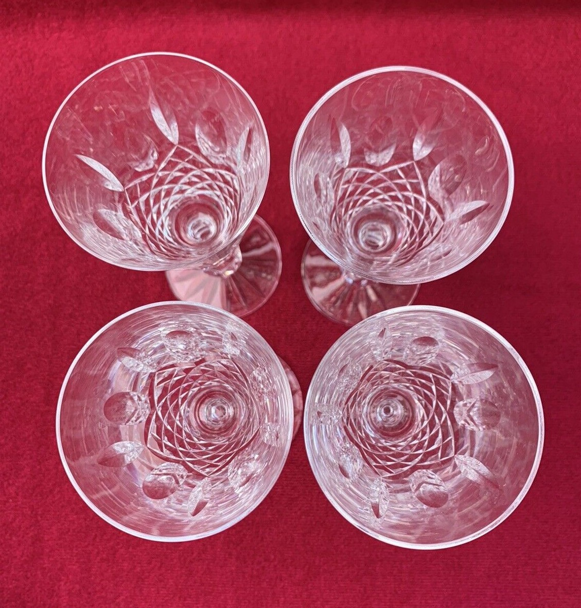 Set of 4 WATERFORD crystal KENMARE pattern Sherry Wine Glass Goblet 5
