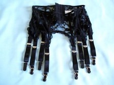 Strumpfhalter schwarz 8 Str&uuml;mpfe Nylon Naht Weihnachten Strumpfband Gr. 38
