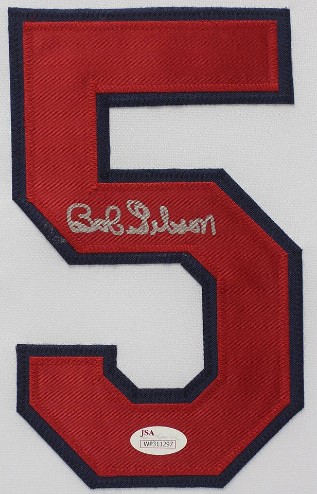 Camiseta Bob Gibson Autografiada y Enmarcada Blanca Cardenales Automática Certificada por la JSA Foto 2 de 4