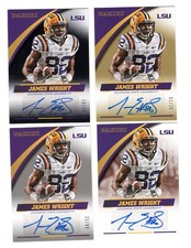 LSU TIGERS 2015 PANINI JAMES WRIGHT BLACK 10/10 & GOLD 1/25 & SILVER & BASE AUTO