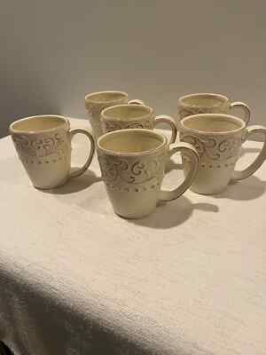 American Atelier Bianca Cream Mug Set of Six ~Beautiful and Elegant~