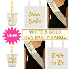 BRIDE TO BE WHITE GOLD ACCESSORIES HEN PARTY NIGHT DO TEAM BRIDE