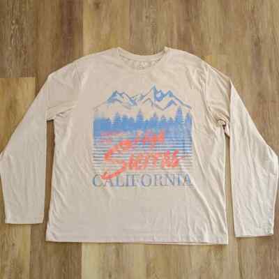 NWOT Original Use Men's Long Sleeve High Sierras Graphic T-Shirt Beige Size XL