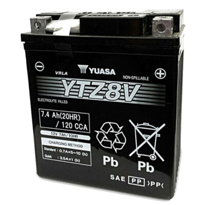 Motorrad Batterie YUASA YTZ8V (WC) AGM geschlossen, 12V|7Ah|CCA:120A (113x70x130