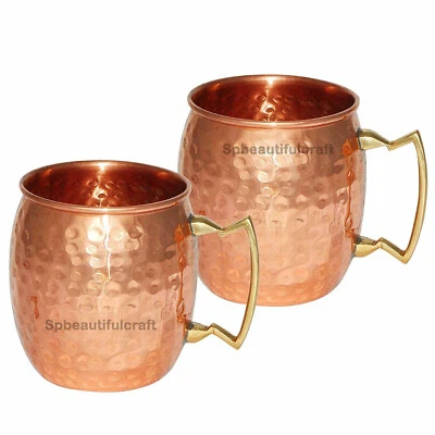 HANDMADE Pure Copper Hammered Moscow Mule Drinking Tumbler 500ML Health Benefits Set of 2