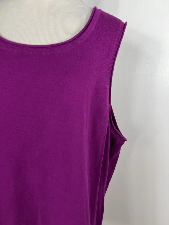Camiseta sin mangas Laura Ashley 2X tejida violeta púrpura cuello redondo elástica mujer M3 Foto 3 de 4