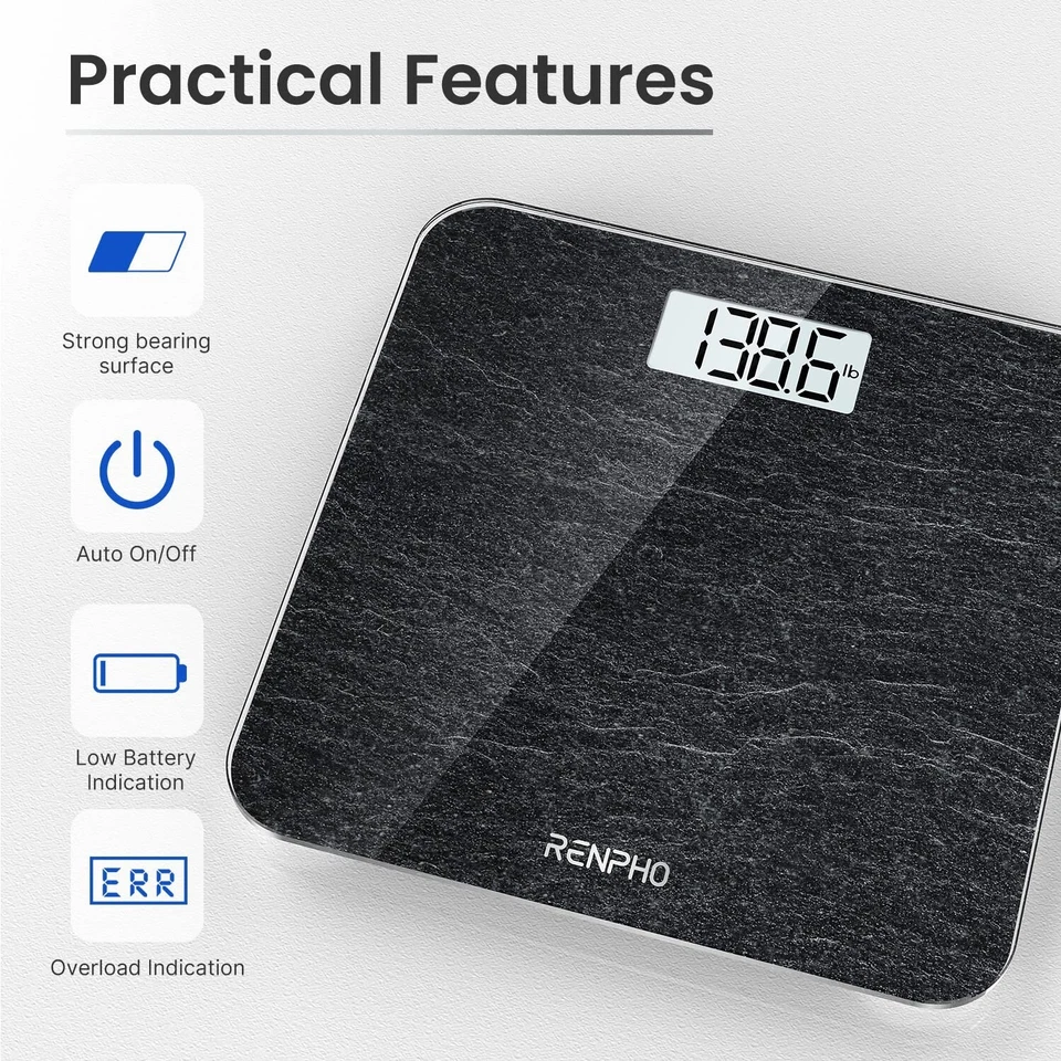 RENPHO Digital Bathroom Scale with Step-On Technology Body Weight Scale 400lbs - Image 2 of 4