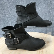 Not Rated Boots Womens 7 Kenna Ankle Bootie Gray Faux Leather Buckle Almond Toe