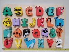 FAO Schwarz Learning Letters Animal Alphabet Wood Board Puzzle for Toddlers