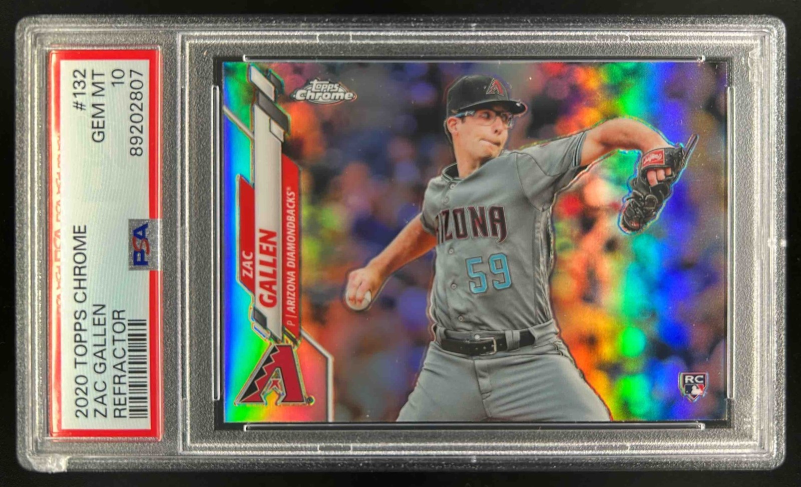 2020 Topps Chrome Zac Gallen RC Refractor Rookie #132 Diamondbacks PSA 10