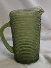 Vintage Anchor Hocking Soreno Avocado Green Glass Pitcher w/ Ice Lip 67 oz