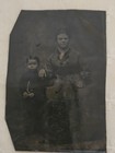 Antique Tintype Photo Woman Posing W/small Boy