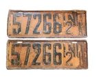 1921 INDIANA License Plate Matched Pair # 57266