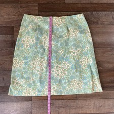 70s VINTAGE Floral A-Line Skirt Yellow Blue Green Cottagecore Retro 38x26 35C2