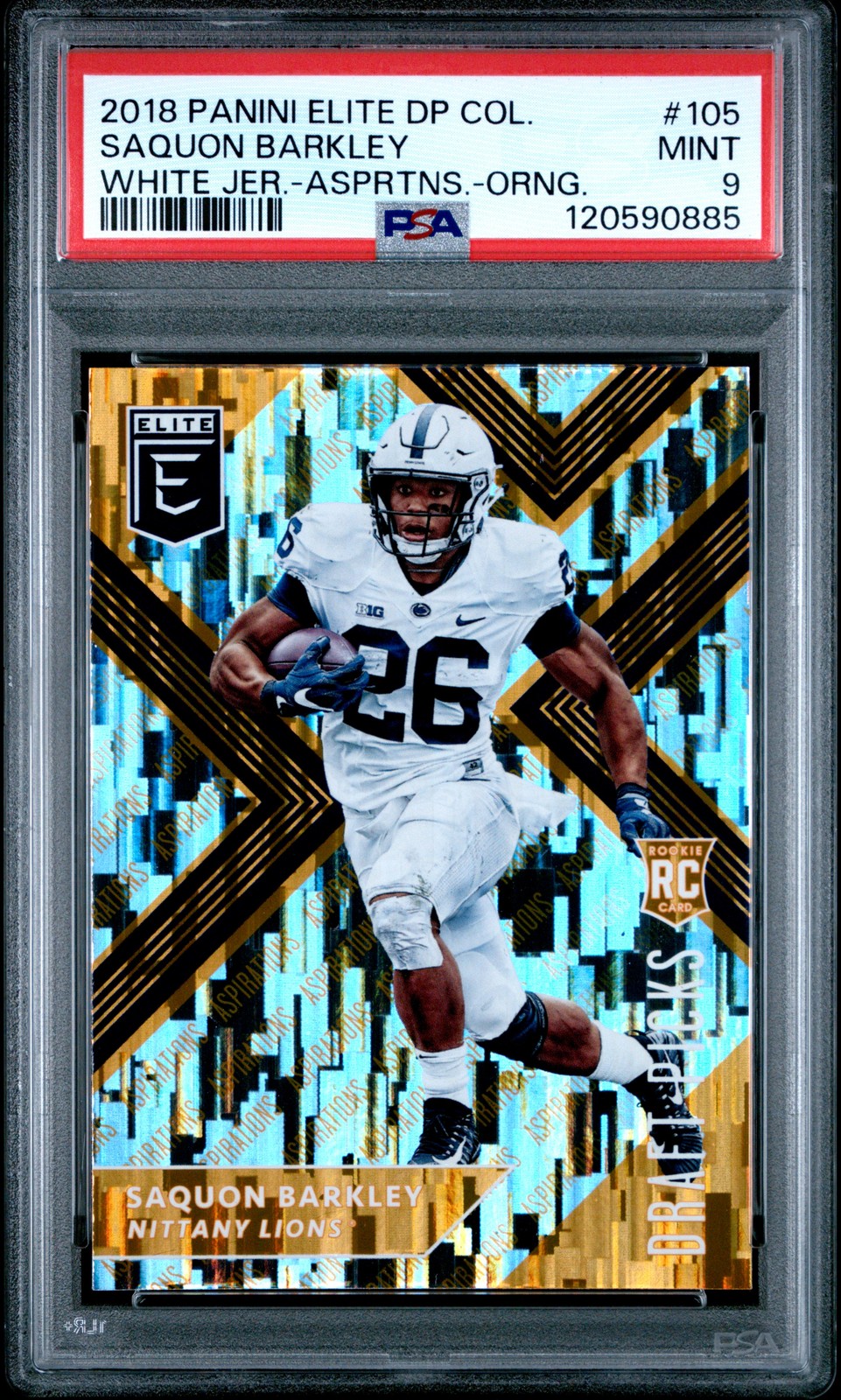 2018 PANINI ELITE DRAFT PICKS COLLEGE #105 SAQUON BARKLEY ROOKIE RC PSA 9