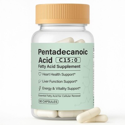 Pentadecanoic Acid Capsules, C15:0 Fatty Acid Supplement   Pure Plant-Based Esse